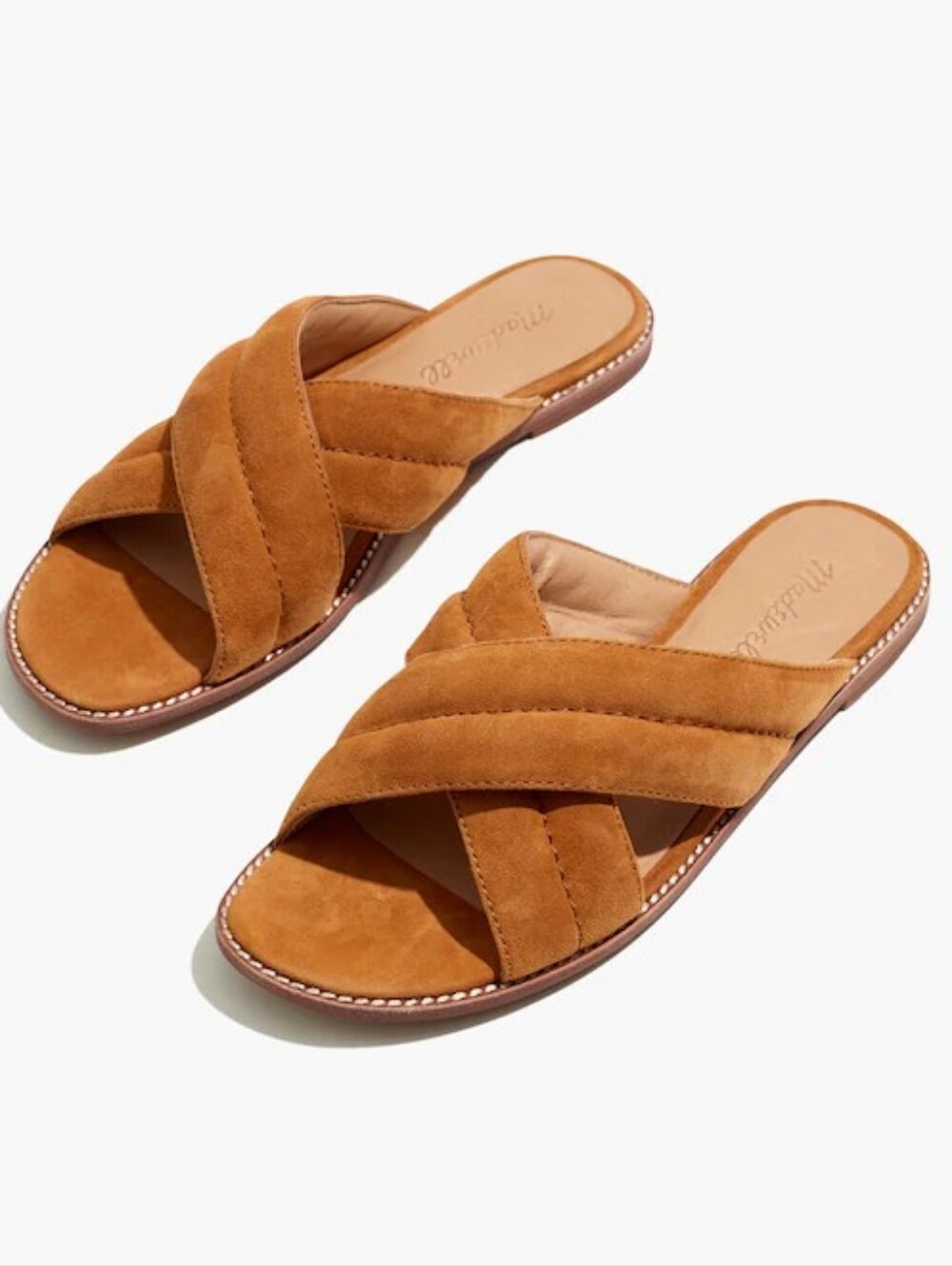 Madewell The Skyler Brown Bittersweet Slide Puffy Leather Suede Sandals Size 11